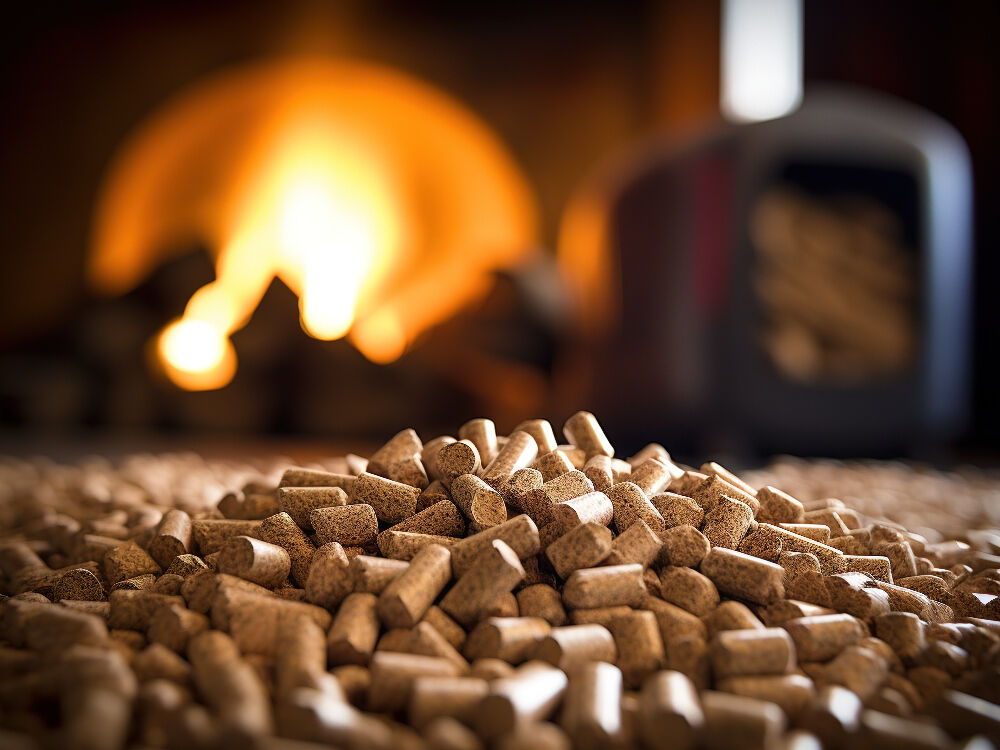 Holzpellets vor dem Feuer